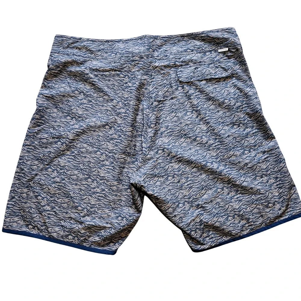 Costa Del Mar Board Shorts Mens 38 Wave Print Blue Performance Swim Trunks